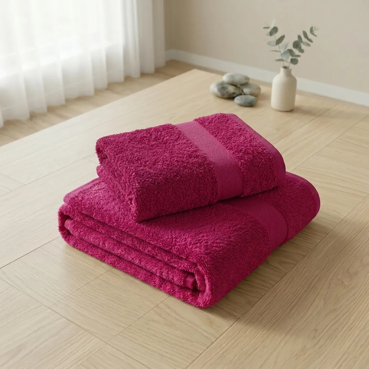 Toalla de manos fucsia Elegant en algodón 100 40x70 cm 400 gsm
