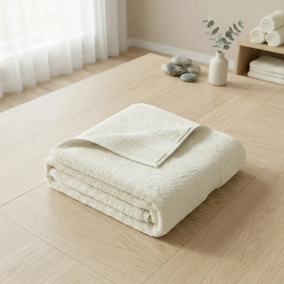 Toalla de cuerpo blanco marfil 60x120 cm en algodón 400 gsm