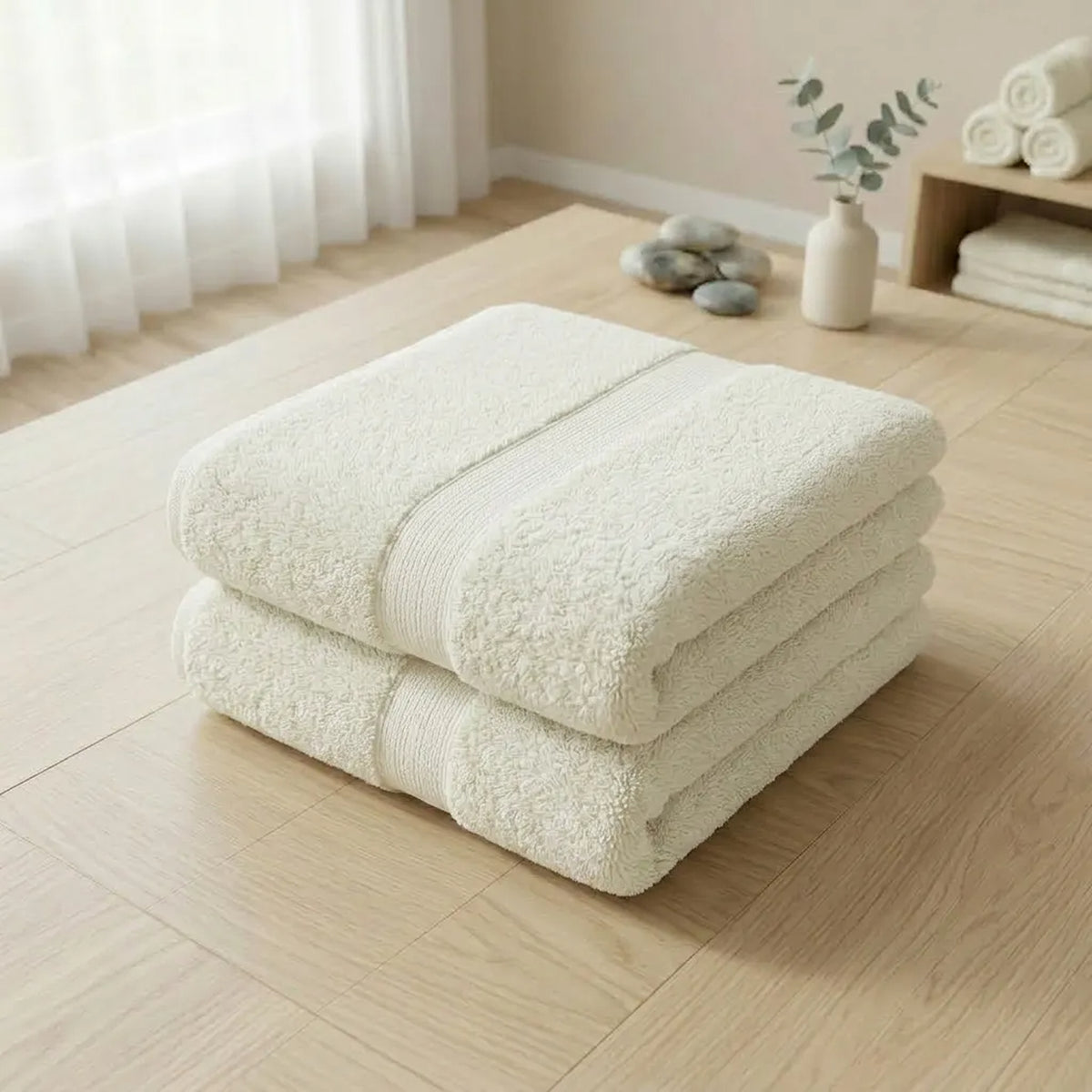 Toalla de cuerpo blanco marfil 60x120 cm en algodón 400 gsm