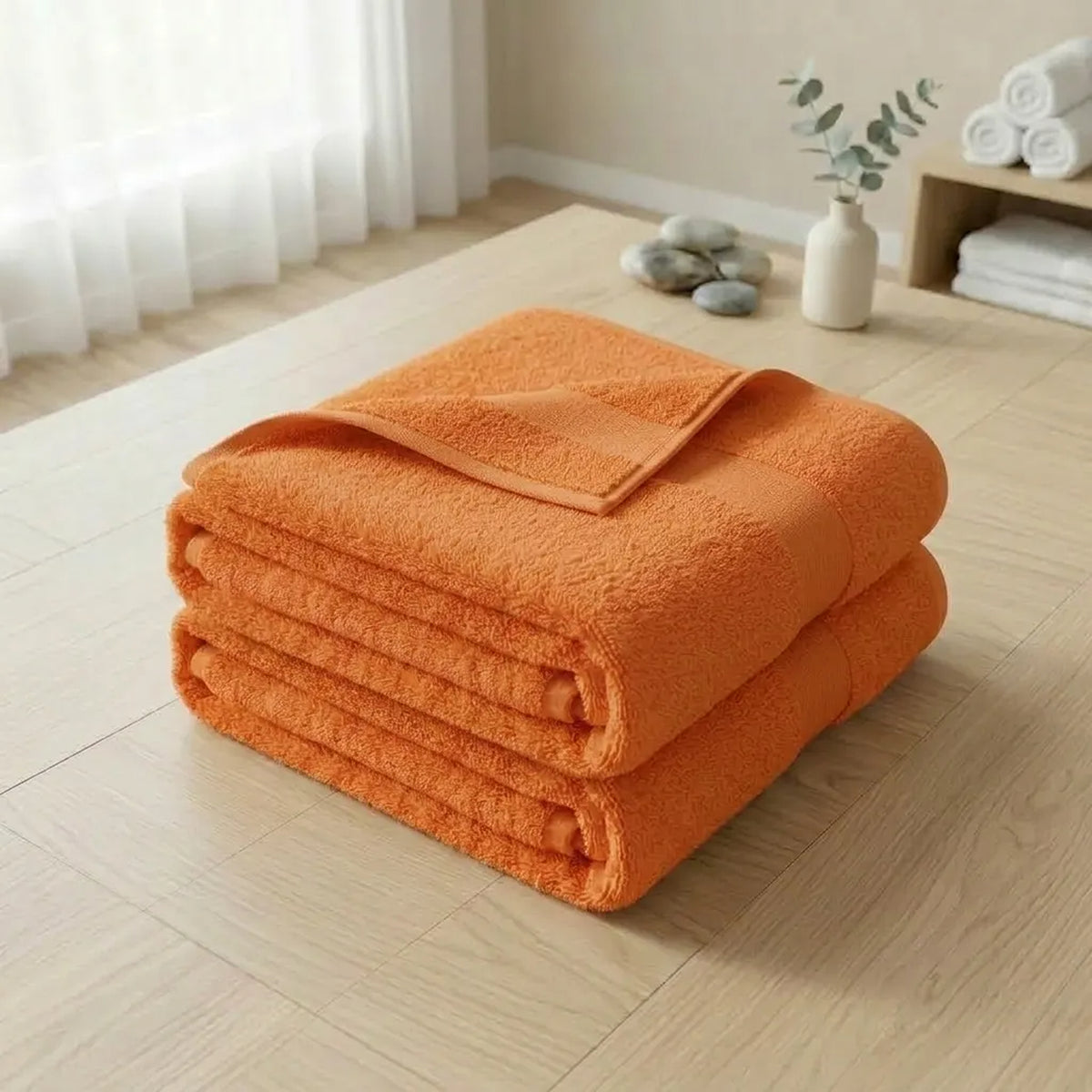 Toalla de manos naranja Elegant 40x70 cm en algodón 100 400 gsm