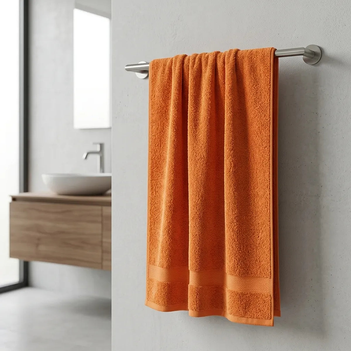 Toalla de manos naranja Elegant 40x70 cm en algodón 100 400 gsm
