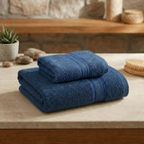 Toalla de manos Azul Prusia Senda en algodón 40x70 cm 550 gm