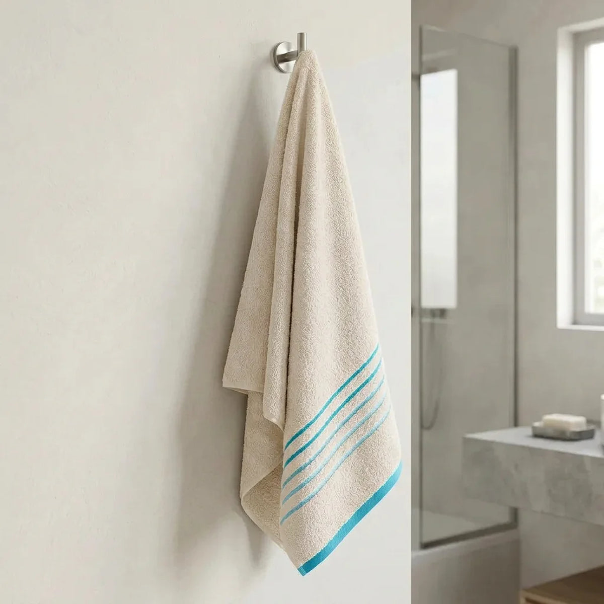 Toalla de cuerpo beige Mediterráneo en algodón 70x130 cm 550 gm