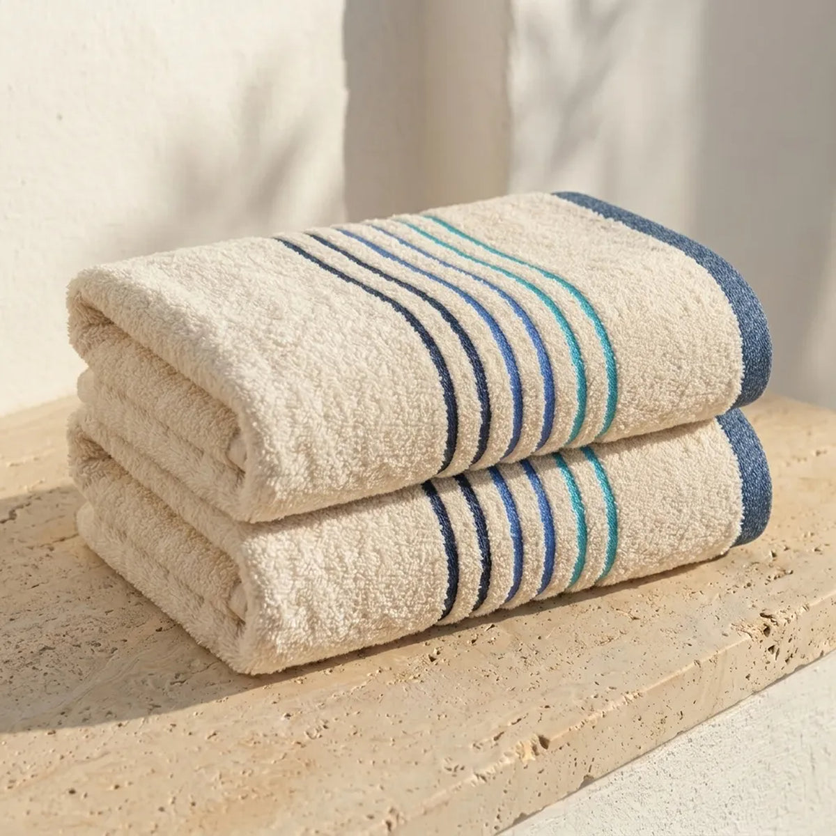 Toalla de cuerpo beige Mediterráneo 70x130 cm en algodón 550 g