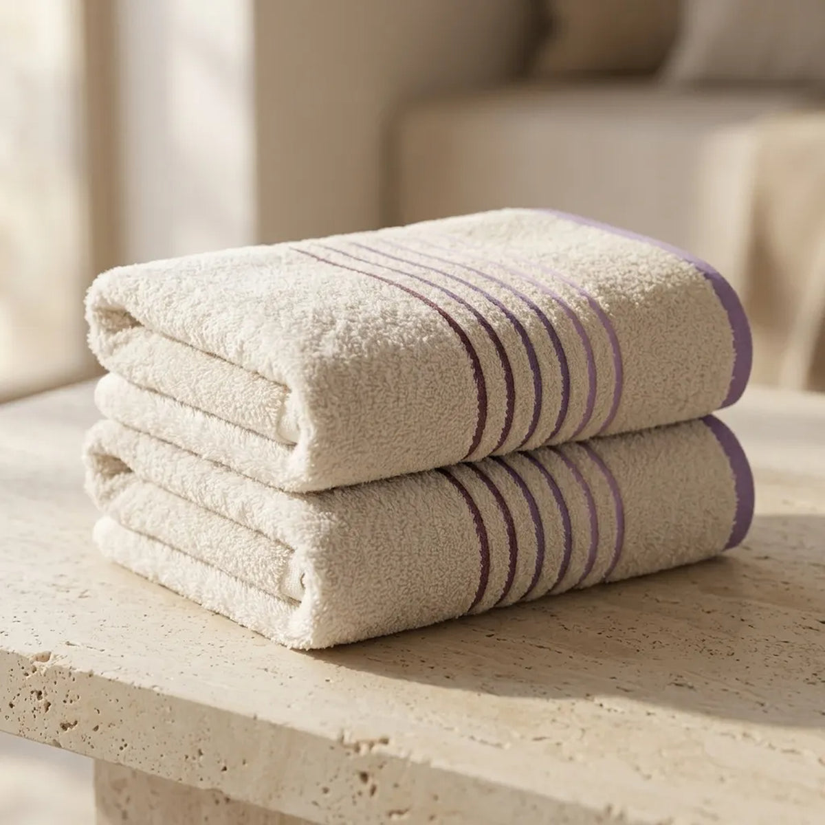 Toalla de cuerpo beige Mediterráneo en algodón 70x130 cm 550 g