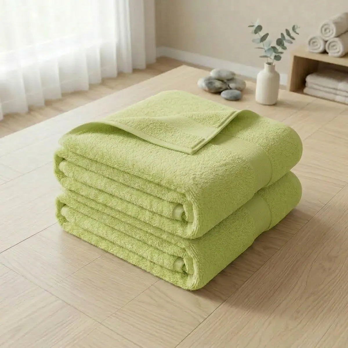Toalla de manos verde claro Elegant en algodón 100 50x100 cm 400 gsm