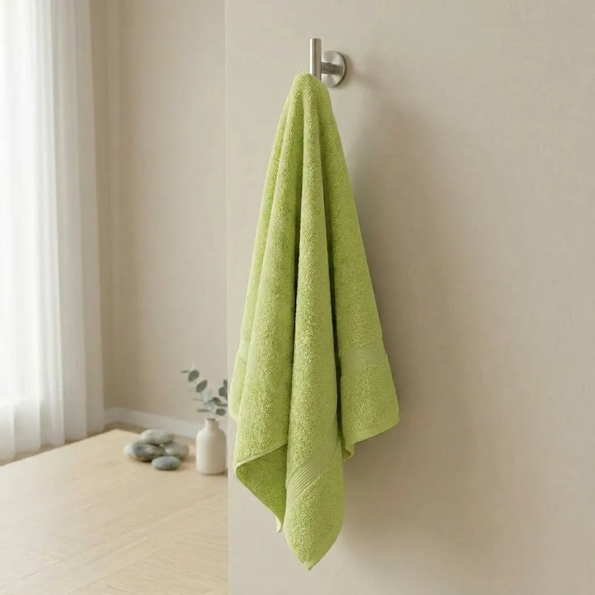 Toalla de manos verde claro Elegant en algodón 100 50x100 cm 400 gsm