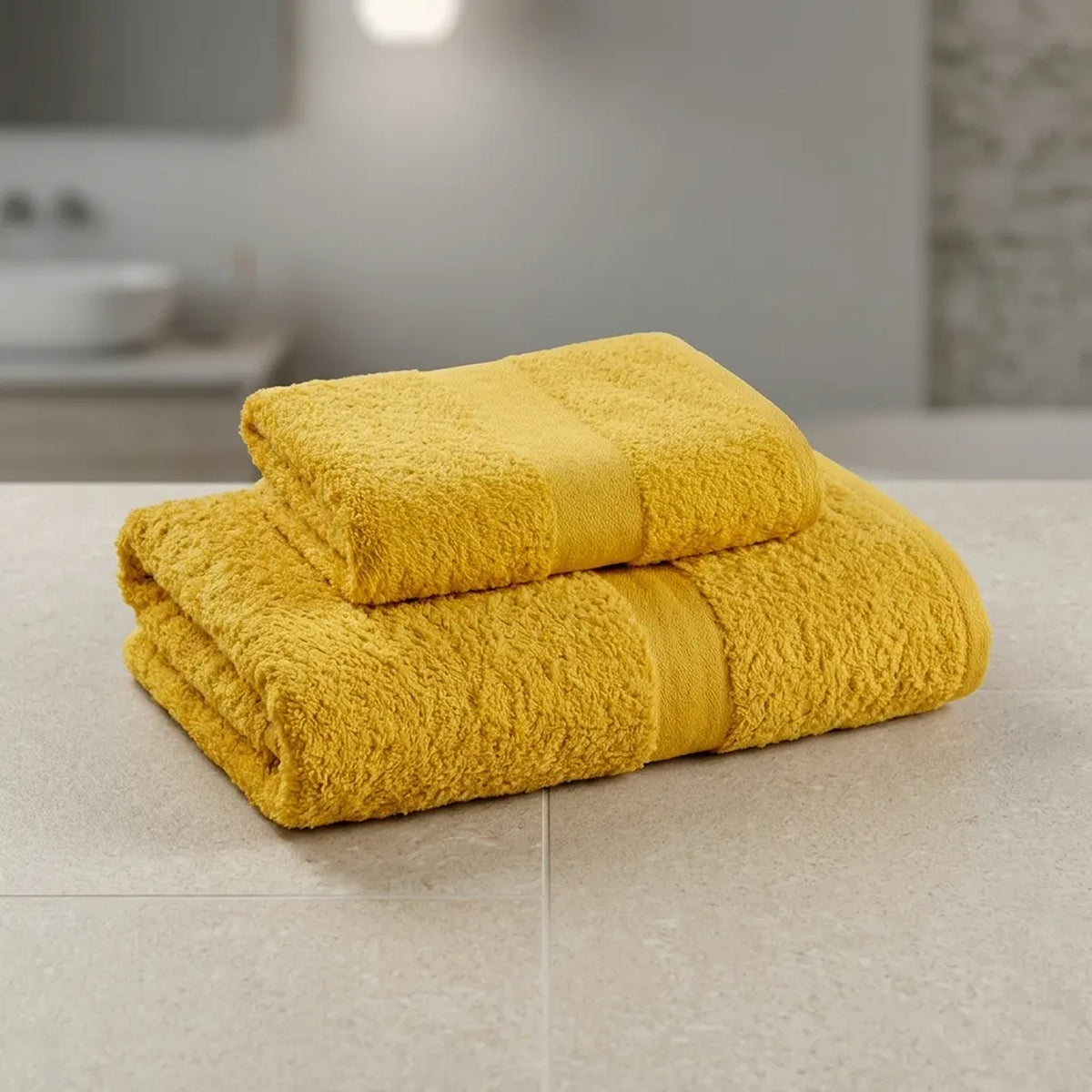 Toalla de cuerpo amarilla Elegant 60x120 cm en algodón 400 gsm