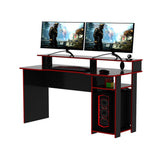 Escritorio gamer Bolonia negro y rojo en MDF 136x89.5cm con repisa superior