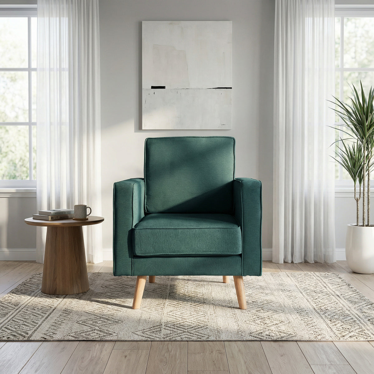 Poltrona verde Porto moderna en poliéster 80x98 cm