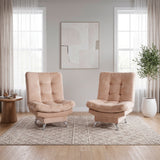 Set x2 poltronas reclinables beige vintage en poliéster 68x90 cm
