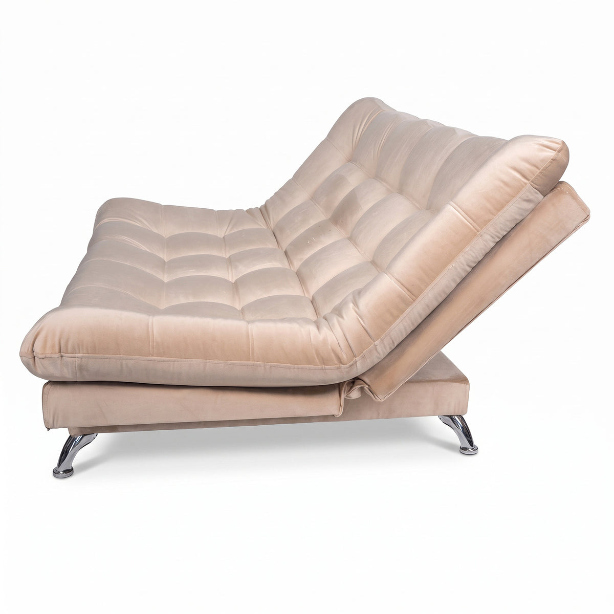 Sala sofá cama beige 6 puestos reclinable con puff 120x90 cm