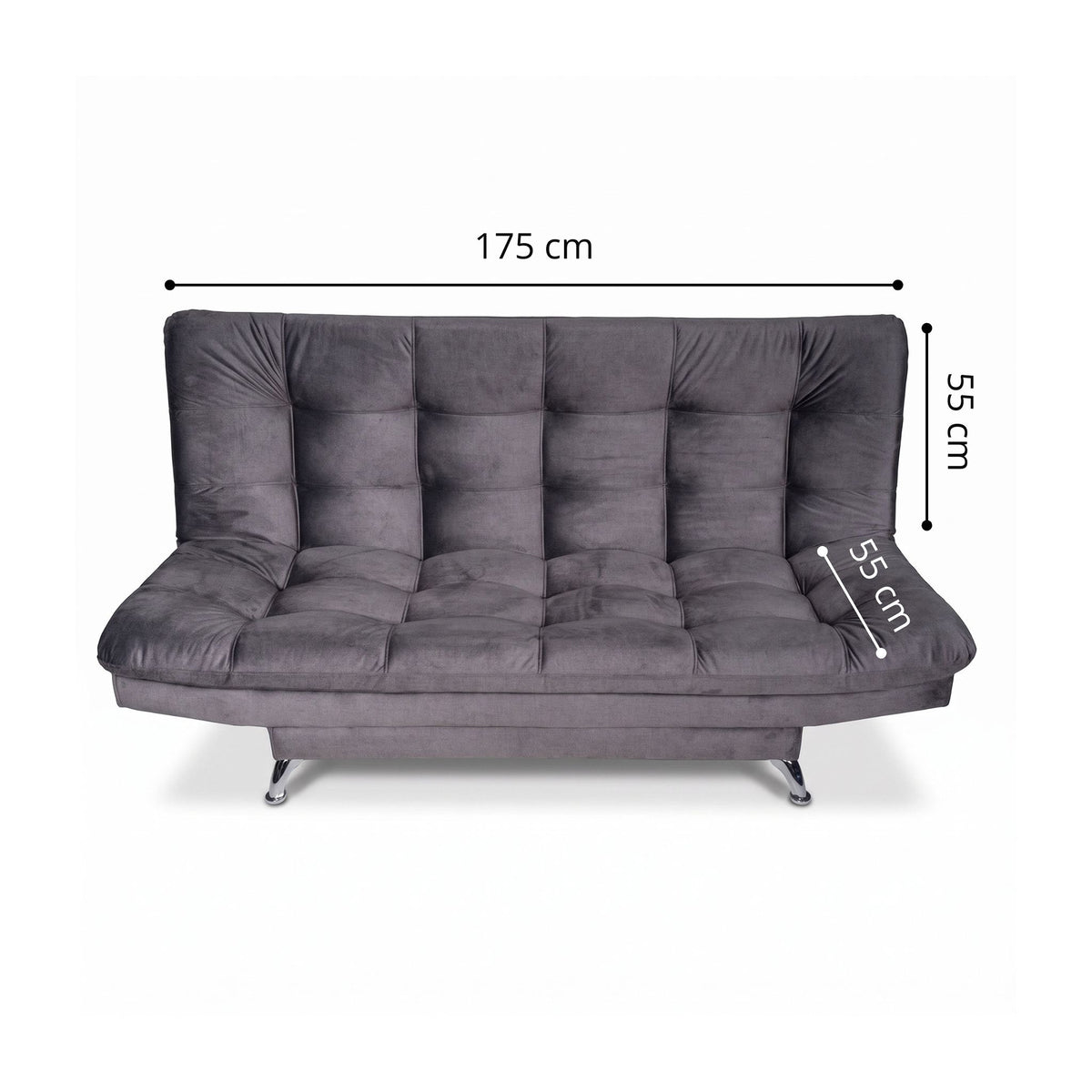 Sala sofá cama gris oscuro 6 puestos reclinable con puff 120x90 cm