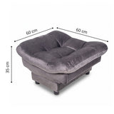 Sala sofá cama gris oscuro 6 puestos reclinable con puff 120x90 cm