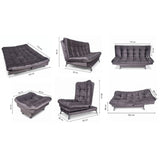 Sala sofá cama gris oscuro 6 puestos reclinable con puff 120x90 cm