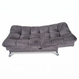 Sala sofá cama gris oscuro 6 puestos reclinable con puff 120x90 cm