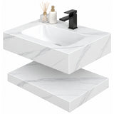 Lavamanos suspendido blanco en piedra sinterizada 60x23 cm con lavamanos integrado