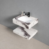 Lavamanos suspendido blanco de piedra sinterizada 60x23 cm con lavamanos integrado