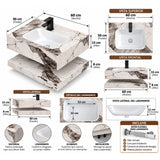 Lavamanos suspendido blanco de piedra sinterizada 60x23 cm con lavamanos integrado