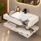 Lavamanos suspendido blanco 80x23 cm en piedra sinterizada con mueble integrado