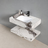 Lavamanos suspendido blanco 80x23 cm en piedra sinterizada con mueble integrado