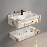 Mueble de baño suspendido blanco con lavamanos integrado LED 80x28 cm