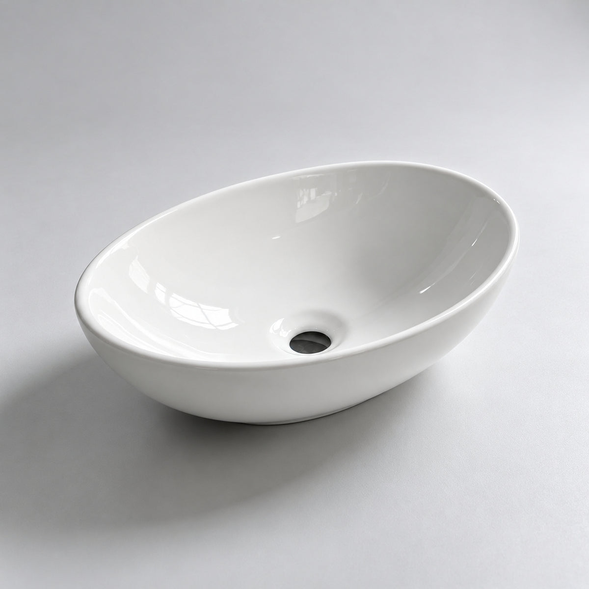 Lavamanos de sobreponer ovalado blanco en cerámica 41x14 cm
