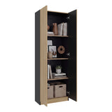 Estantería rectangular home 1 moderna fresno y wengue en MDP 62.8x180.6 cm con 3 entrepaños