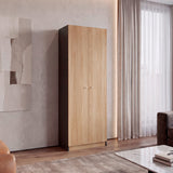 Estantería rectangular home 1 moderna fresno y wengue en MDP 62.8x180.6 cm con 3 entrepaños