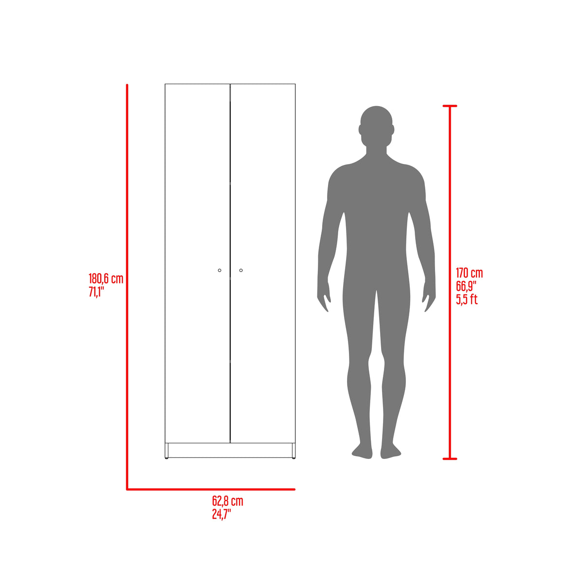 Estantería rectangular home 1 moderna fresno y wengue en MDP 62.8x180.6 cm con 3 entrepaños