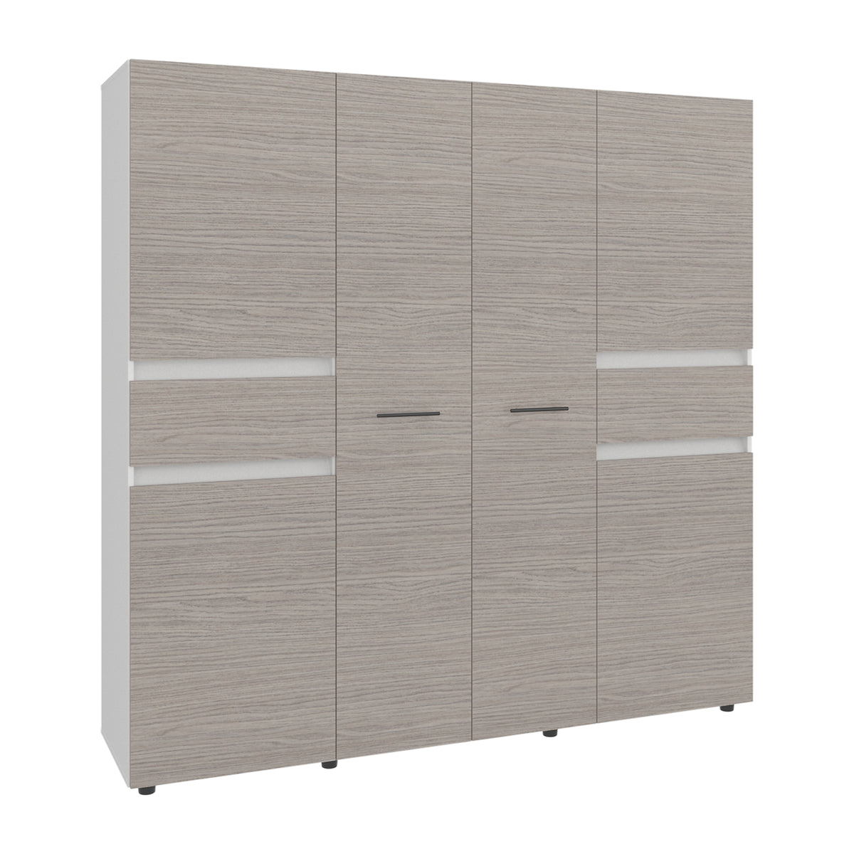 Clóset Berino moderno Positano y blanco 200x200 cm con 6 puertas y 2 cajones