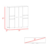 Clóset Berino moderno Positano y blanco 200x200 cm con 6 puertas y 2 cajones