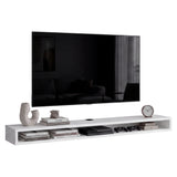 Rack de TV flotante Luft blanco para televisor de hasta 75" pulgadas 180x15 cm