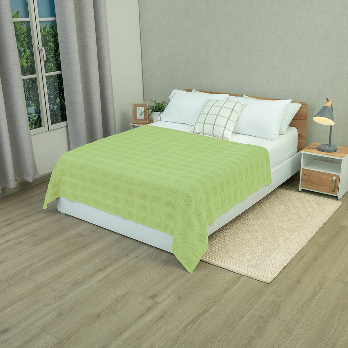 Sobrecama verde Elegant 150x200 cm en algodón tipo galleta