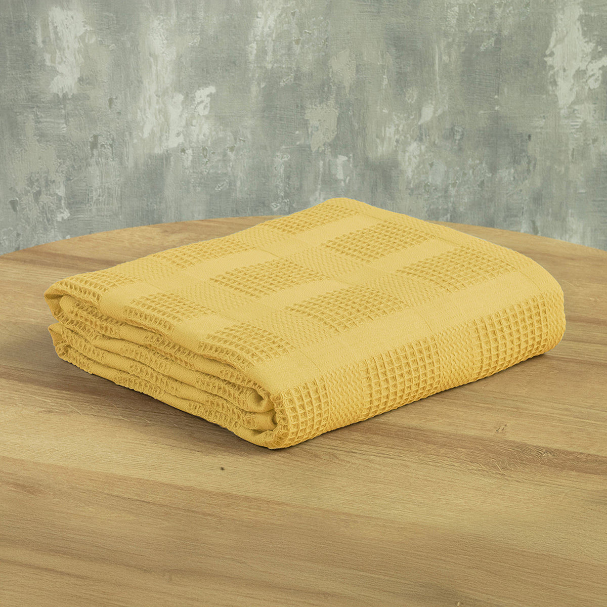 Sobrecama amarilla Elegant 150x200 cm en algodón tipo galleta