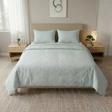 Cubrelecho para Cama doble azul Kyoto 140x190 cm en microfibra con 2 fundas