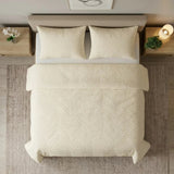 Cubrelecho queen beige Kyoto en microfibra 160x190 cm con 2 fundas