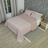 Tendido para cama doble rosa Kyoto 140x190 cm en microfibra con 2 fundas