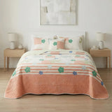 Cubrelecho semidoble Rosella floral salmón doble faz en microfibra 120x190 cm
