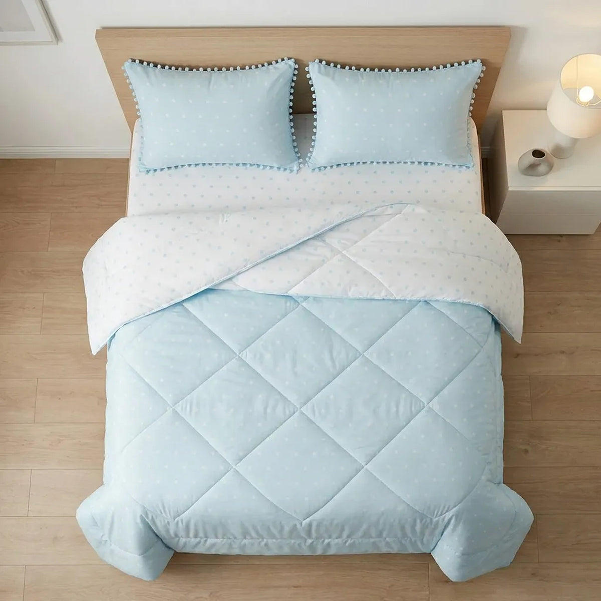 Cubrelecho para cama doble azul Luno 140x190 cm superacolchado doble faz