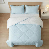 Cubrelecho queen azul Luno doble faz superacolchado 160x190 cm