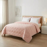 Cubrelecho acolchado Cotton Sense king rosa y blanco doble faz en microfibra 200x200 cm