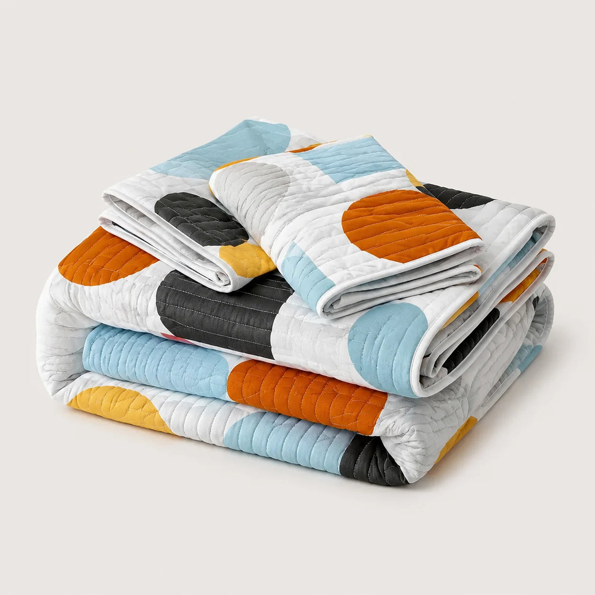 Cubrelecho para cama doble Geo Balance azul doble faz en microfibra 140x190 cm