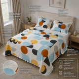 Cubrelecho para cama doble Geo Balance azul doble faz en microfibra 140x190 cm