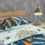 Cubrelecho Pincelada Austral para cama doble blanco y azul oscuro 140x190 cm doble faz en microfibra