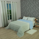Cubrelecho para cama doble verde grisáceo Sfumato superacolchado 140x190 cm de microfibra