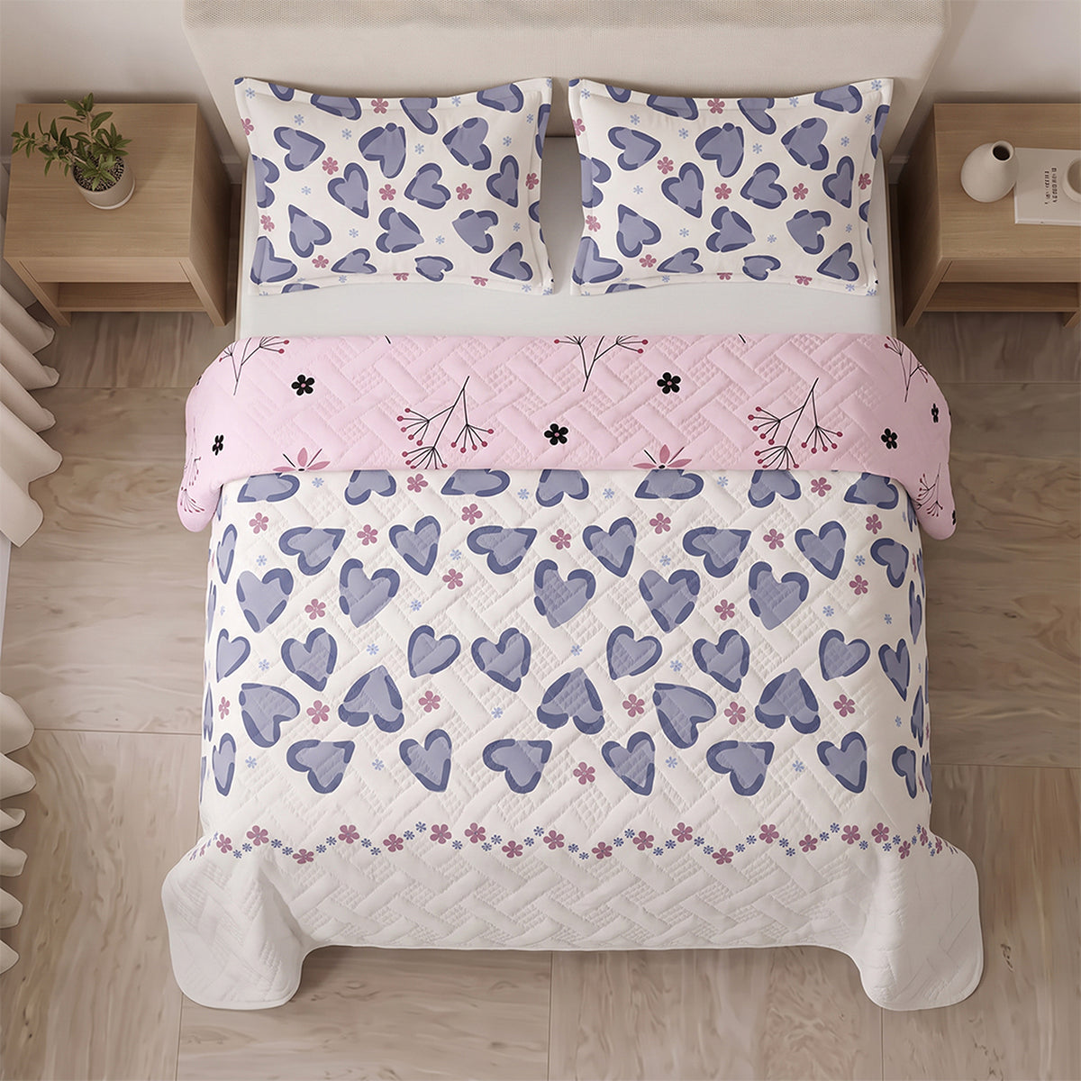 Cubrelecho sencillo rosado Pradera Rosé termosellado en microfibra 100x190 cm