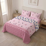Cubrelecho sencillo rosado Pradera Rosé termosellado en microfibra 100x190 cm