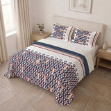 Cubrelecho Red Retro sencillo blanco y azul oscuro en microfibra 100x190 cm termosellado