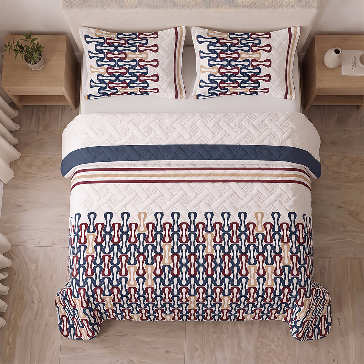 Cubrelecho Red Retro sencillo blanco y azul oscuro en microfibra 100x190 cm termosellado